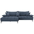 ECKSOFA in Webstoff Dunkelblau  - Schwarz/Dunkelblau, MODERN, Textil/Metall (173/297cm) - Carryhome