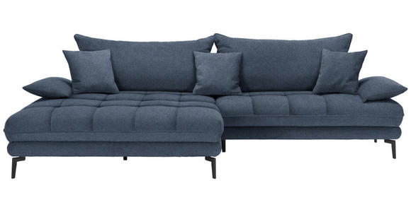 ECKSOFA in Webstoff Dunkelblau  - Schwarz/Dunkelblau, MODERN, Textil/Metall (173/297cm) - Carryhome