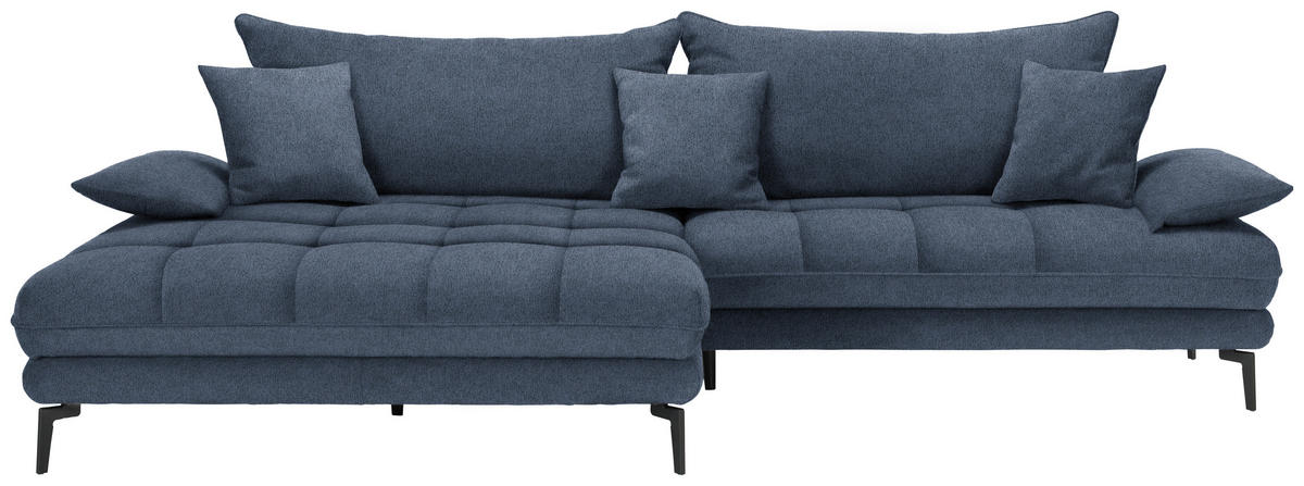 ECKSOFA PRATO Dunkelblau Webstoff  - Schwarz/Dunkelblau, MODERN, Textil/Metall (176/292cm) - MID.YOU
