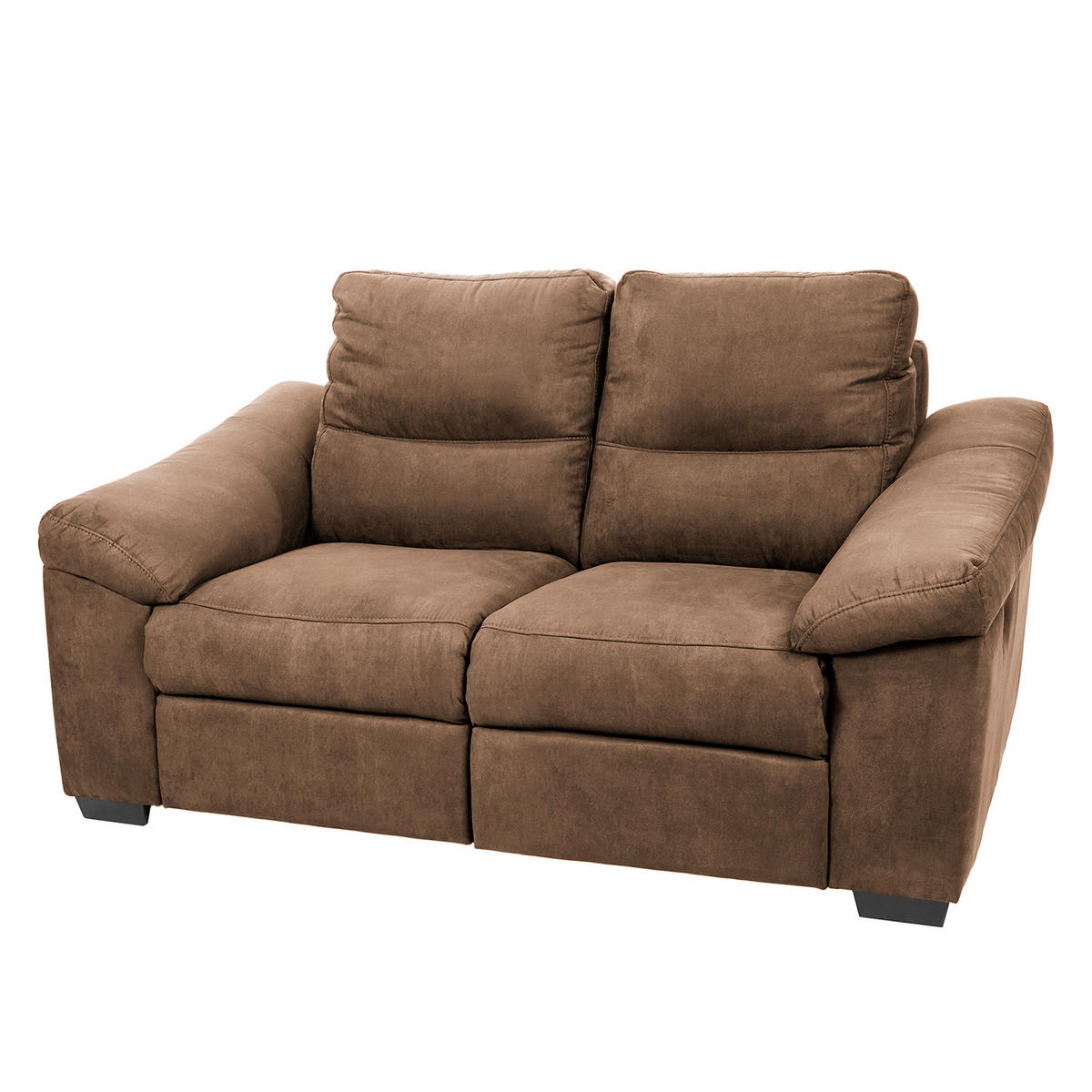2-SITZER-SOFA Flachgewebe Braun  - Schwarz/Braun, Design, Holz/Textil (174/97/97cm) - Livetastic