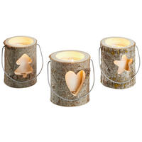WINDLICHT - Weiß, Natur, Glas/Naturmaterialien (13/15cm) - X-Mas