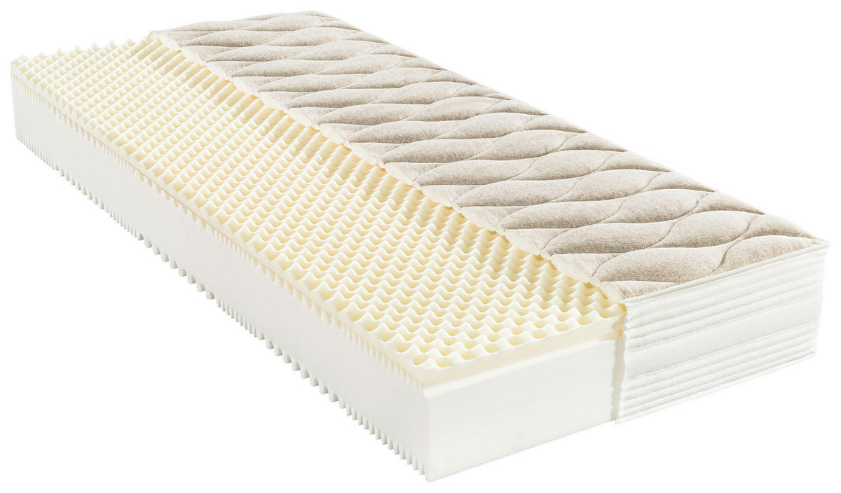KOMFORTSCHAUMMATRATZE 200/200 cm Höhe ca. 24 cm 7 -Zonen - Beige, Basics, Textil (200/200cm) - Valnatura