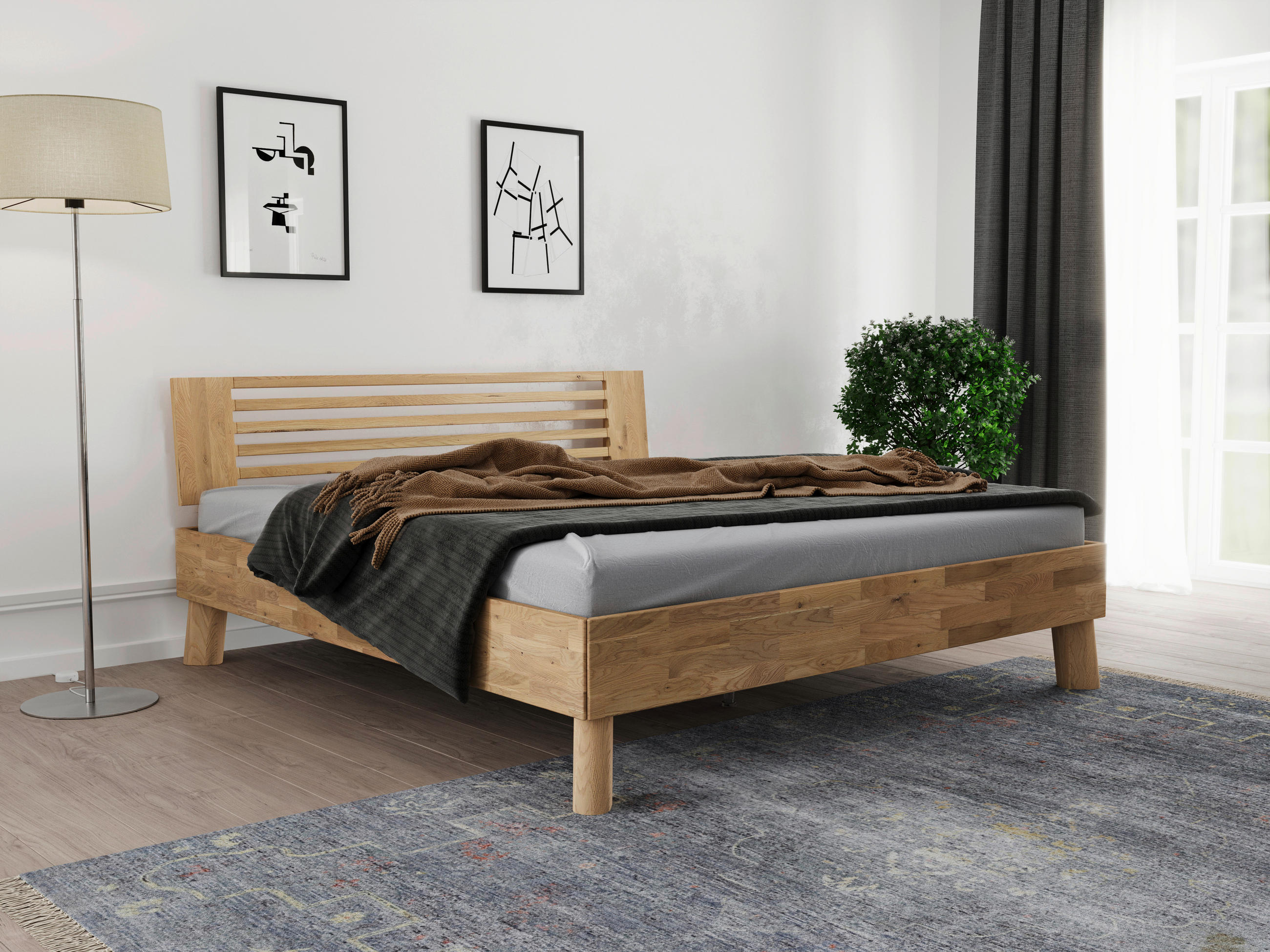 BETT 160/200 cm  in Naturfarben, Wildeiche  - Wildeiche/Naturfarben, MODERN, Holz (160/200cm) - MID.YOU