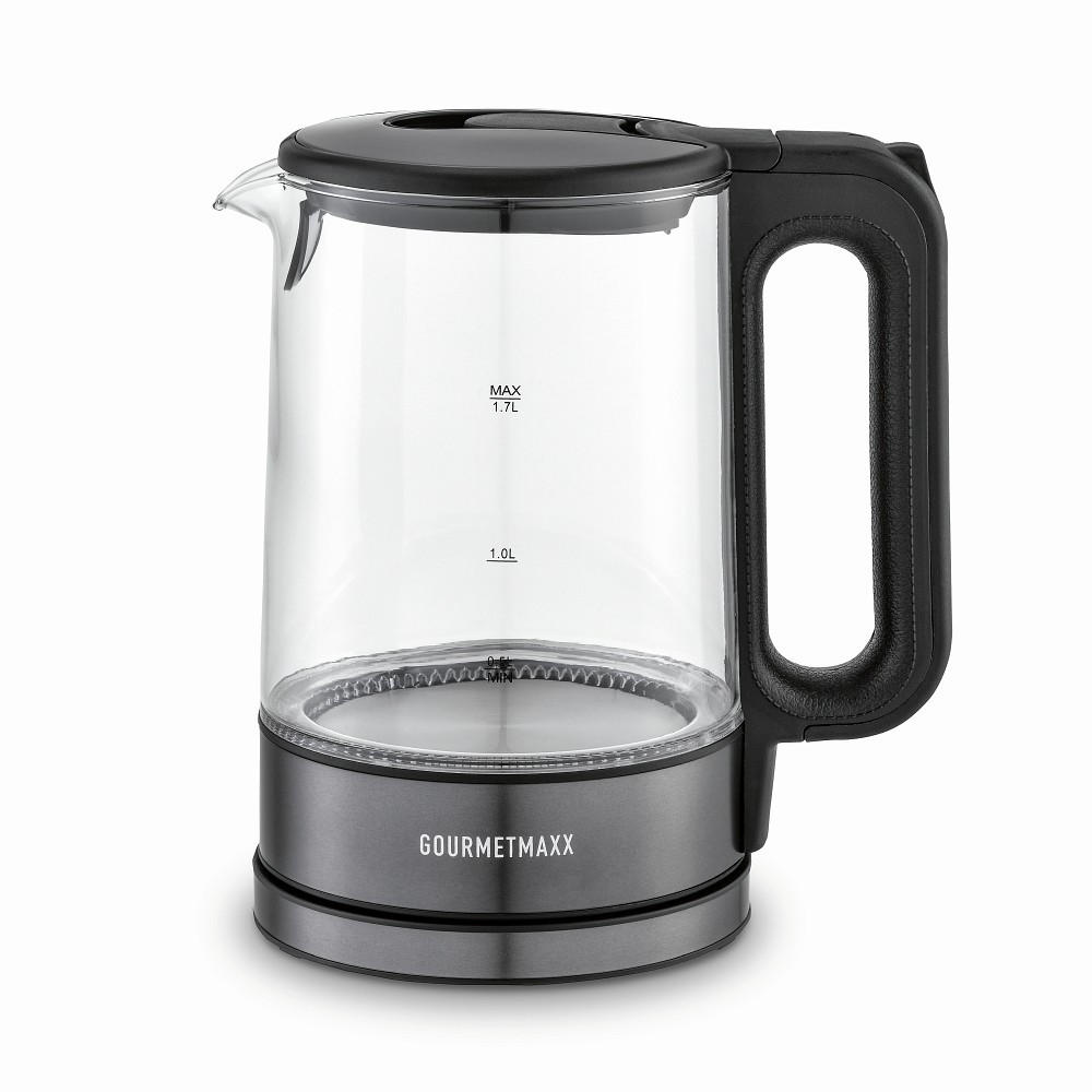 WASSERKOCHER GOURMETmaxx 1,7 l  - Edelstahlfarben/Transparent, Basics, Glas/Kunststoff (21,55/15,1/24,35cm) - GOURMETMAXX