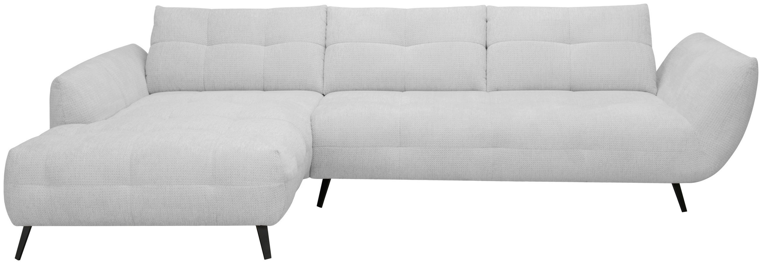 ECKSOFA Chenille Silberfarben  - Silberfarben/Schwarz, Konventionell, Textil/Metall (215/313cm) - Hom`in