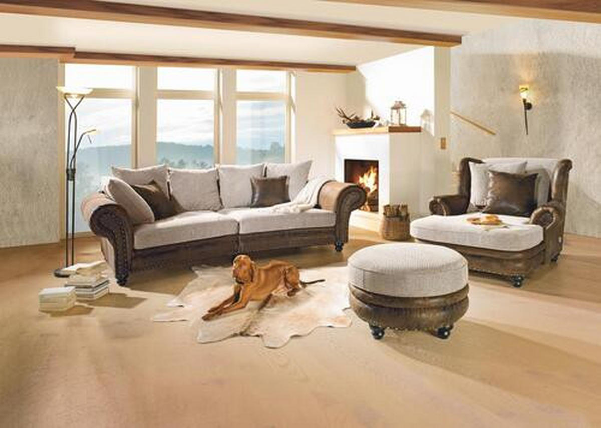MEGA SOFA braon, bež  - braon/bež, Romantično / Seoski, tekstil/drvo (276/81/140cm) - Landscape