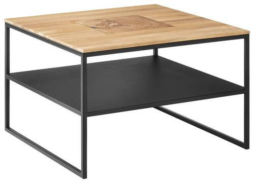 COUCHTISCH Wildeiche massiv, vollmassiv, Hartholz 65/65/41 cm quadratisch  - Schwarz, Design, Holz/Metall (65/65/41cm) - Johann Jakob
