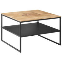COUCHTISCH Wildeiche massiv, vollmassiv, Hartholz 65/65/41 cm quadratisch  - Schwarz, Design, Holz/Metall (65/65/41cm) - Johann Jakob