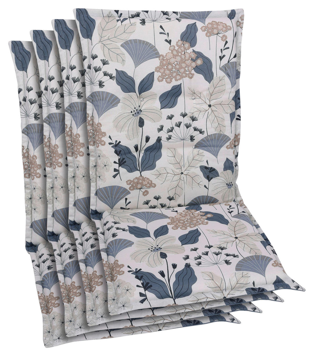 SESSELAUFLAGENSET Floral  - Blau/Beige, Design, Textil (50/6/108cm)