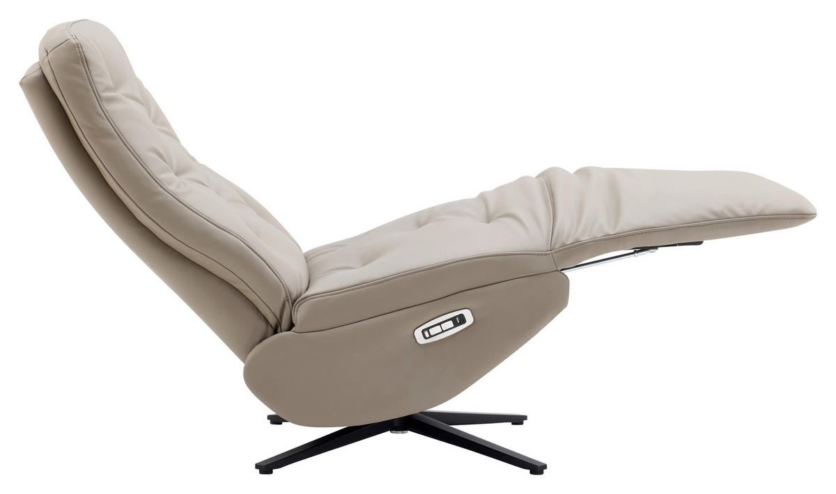 RELAXSESSEL Webstoff Relaxfunktion, Fußteilverstellung    - Taupe/Schwarz, Design, Textil/Metall (68/113/84cm) - Livetastic