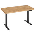 SCHREIBTISCH 140/70/76-119 cm Eichefarben elektrisch höhenverstellbar  - Eichefarben/Schwarz, MODERN, Holz/Metall (140/70/76-119cm) - Linea Natura