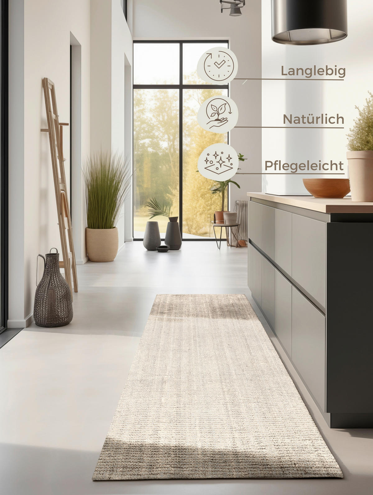 JUTETEPPICH 80/200 cm Bouclé Weiß rechteckig  - Weiß, KONVENTIONELL, Textil (80/200cm) - Hanse Home