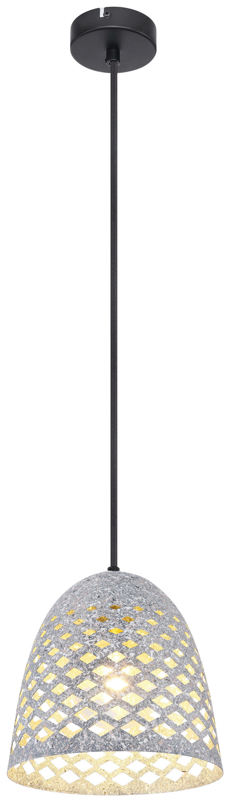 HÄNGELEUCHTE 20/120 cm  - Schwarz/Grau, Basics, Textil/Metall (20/120cm) - Globo