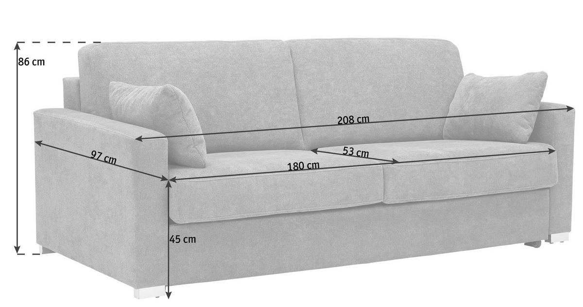 SCHLAFSOFA in Textil Creme  - Chromfarben/Creme, Konventionell, Textil/Metall (208/86/97cm) - Novel
