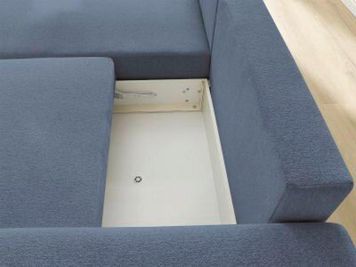 ECKSOFA Ottomane links  ATILLA Blau Flachgewebe  - Blau/Schwarz, MODERN, Kunststoff/Textil (149/244cm)