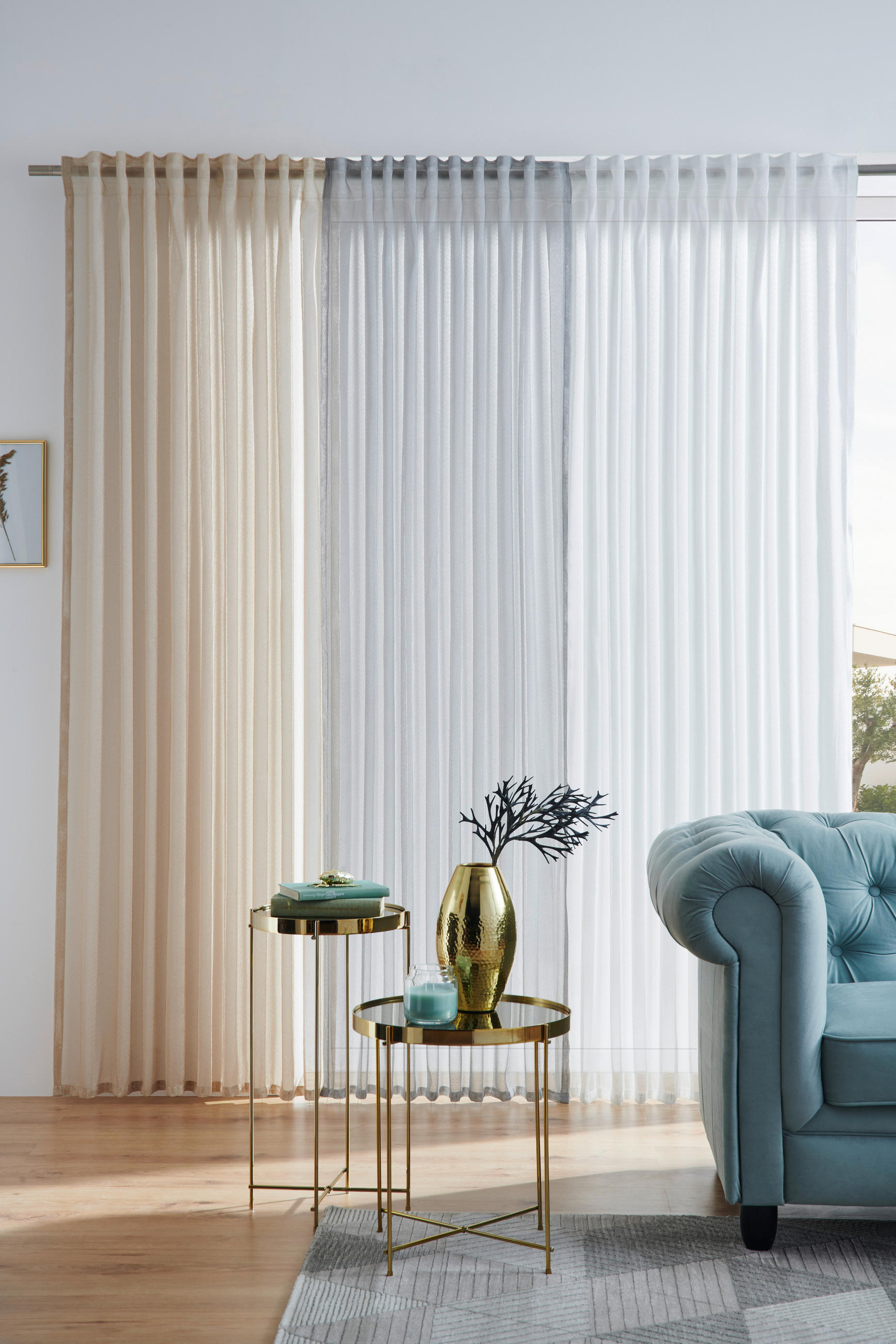 FERTIGVORHANG  transparent  140/245 cm   - Beige, Basics, Textil (140/245cm) - Esposa