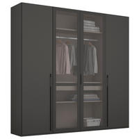 DREHTÜRENSCHRANK 201/223/60 cm,  in Graphitfarben, Grau, 4 Tür(en)  - Graphitfarben/Grau, Trend, Glas/Holzwerkstoff (201/223/60cm) - Novel