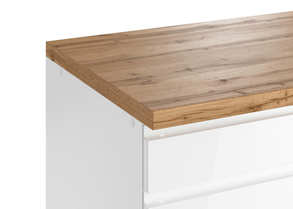 KÜCHENUNTERSCHRANK 60/86/60 cm  in Weiß, Eiche Wotan, Weiß Hochglanz  - Weiß Hochglanz/Eiche Wotan, LIFESTYLE, Holzwerkstoff (60/86/60cm) - Held