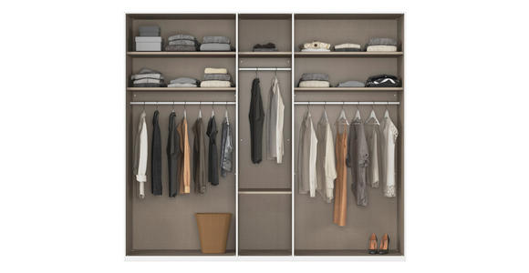 DREHTÜRENSCHRANK 251/223/61 cm,  in Graphitfarben, 5-türig  - Chromfarben/Edelstahlfarben, Basics, Glas/Holzwerkstoff (251/223/61cm) - Novel