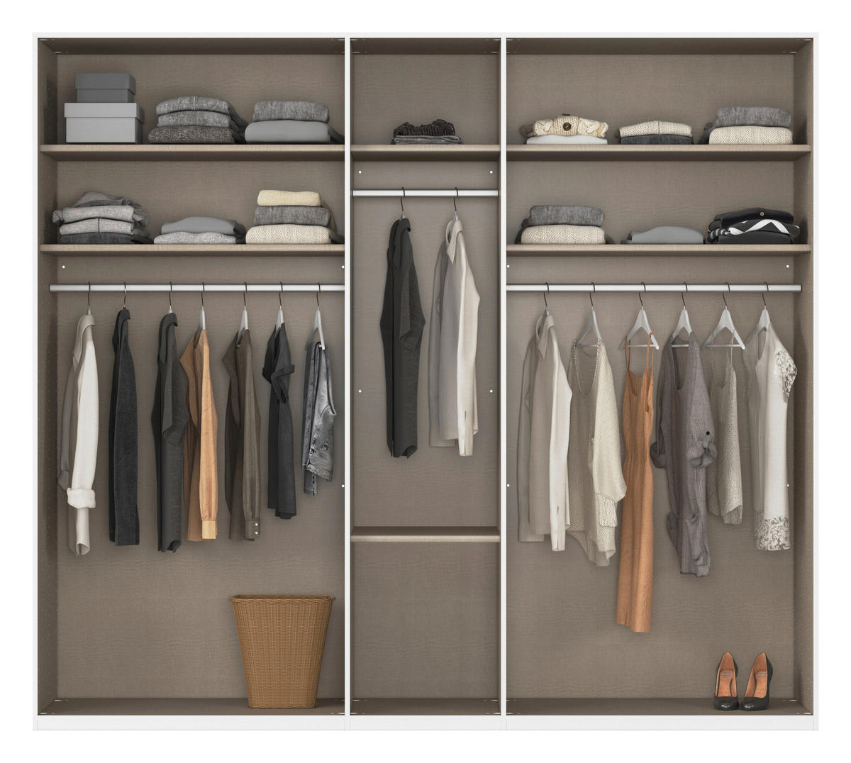 DREHTÜRENSCHRANK 251/223/61 cm,  in Graphitfarben, 5-türig  - Graphitfarben, Basics, Glas/Holzwerkstoff (251/223/61cm) - Novel