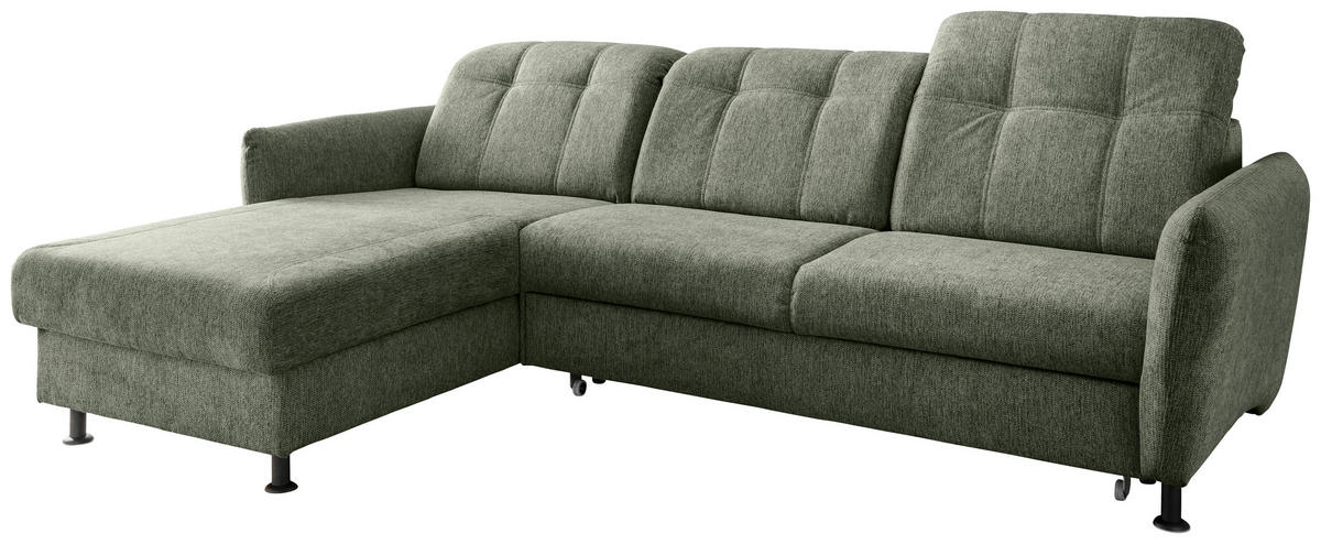ECKSOFA in Chenille Grün  - Schwarz/Grün, Modern, Textil/Metall (184/267cm) - Livetastic