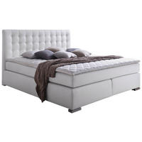 BOXSPRINGBETT 180/200 cm  in Weiß  - Alufarben/Weiß, Design, Textil/Metall (180/200cm) - Livetastic