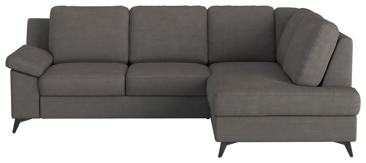 ECKSOFA in Flachgewebe Dunkelgrau  - Dunkelgrau/Schwarz, Konventionell, Textil/Metall (242/170cm) - Cotta