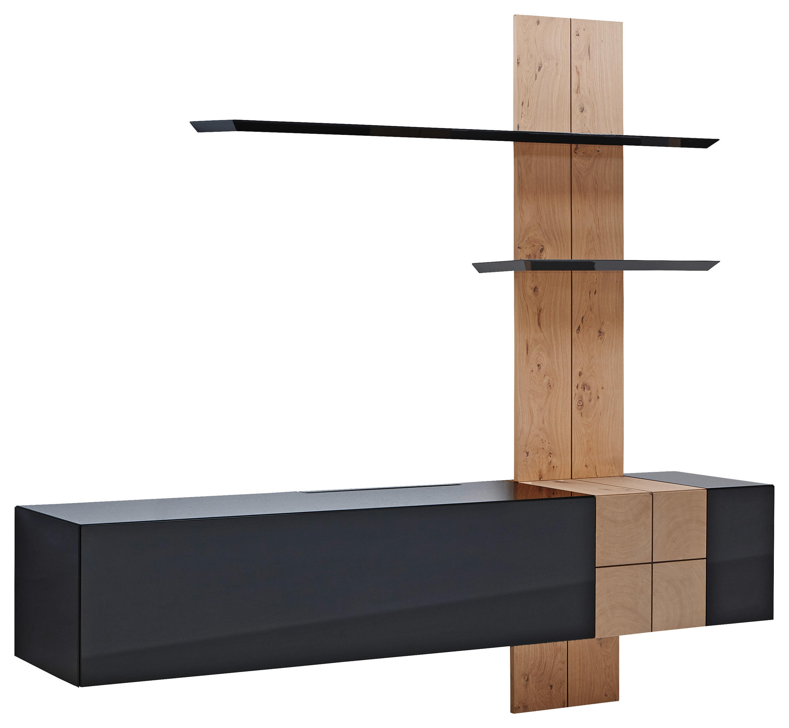 WOHNWAND  in Eichefarben, Dunkelgrau  215/200/42 cm  - Eichefarben/Dunkelgrau, Design, Holz/Holzwerkstoff (215/200/42cm) - Ambiente