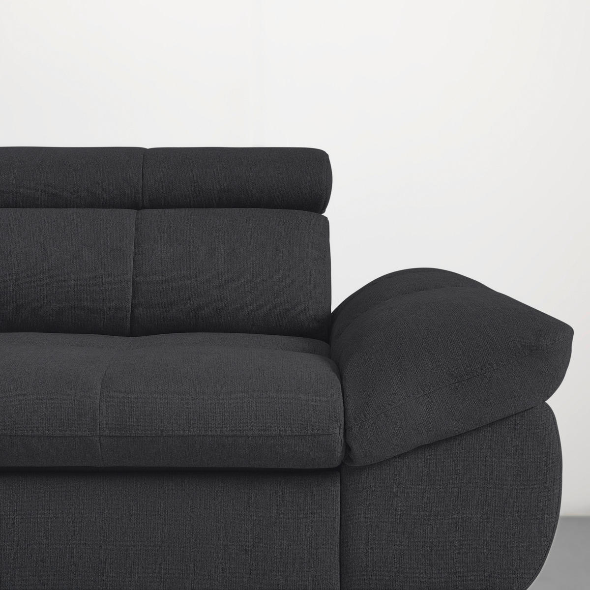 ECKSOFA in Chenille Schwarz  - Schwarz, Modern, Textil/Metall (201/296cm) - Livetastic