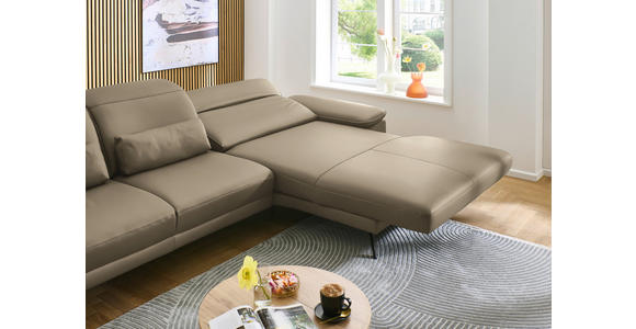 ECKSOFA in Echtleder Hellbraun  - Hellbraun/Schwarz, Design, Leder/Metall (332/193cm) - Dieter Knoll