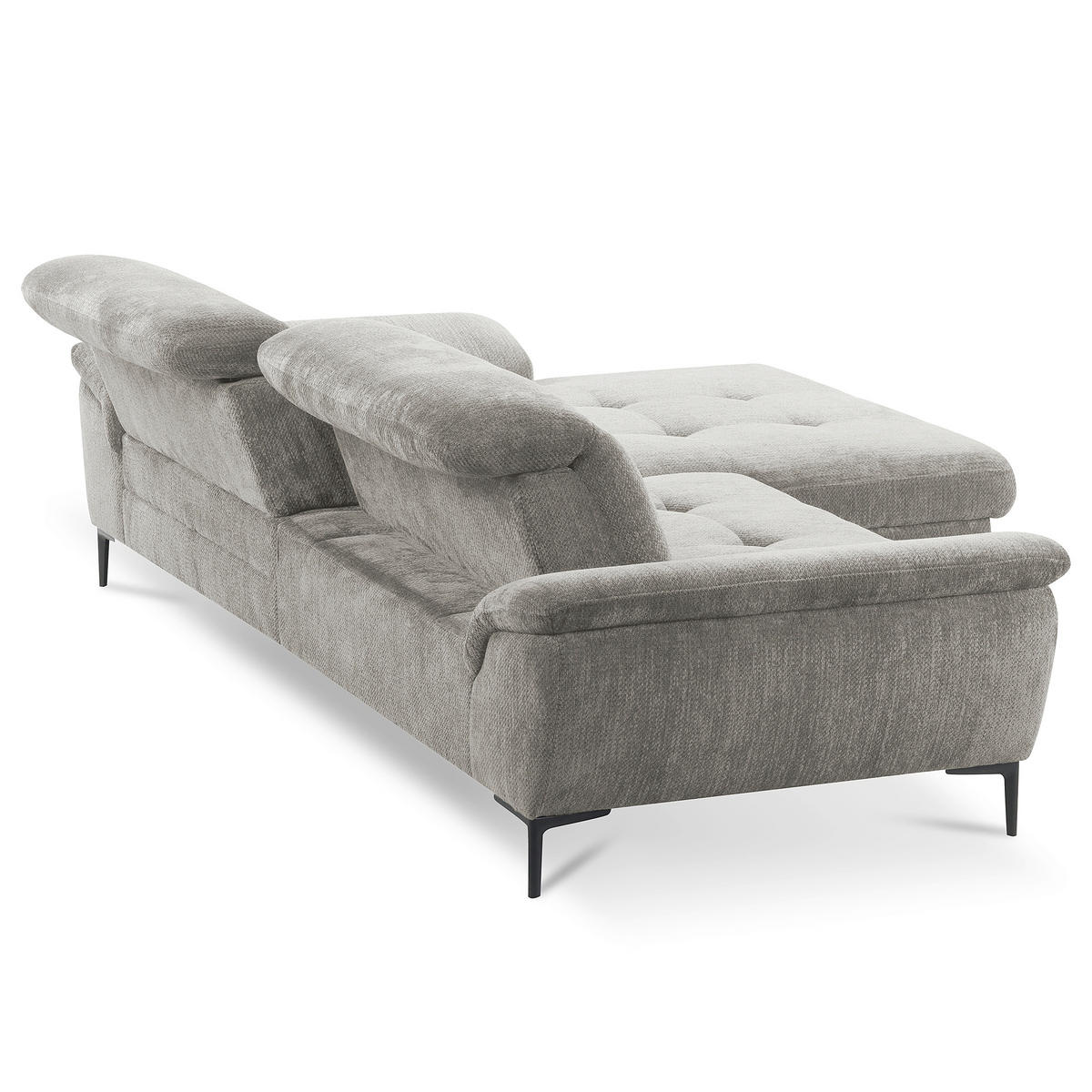 ECKSOFA PRADO Greige Webstoff Bettkasten, Kopfteilverstellung, Sitztiefenverstellung  - Greige/Schwarz, Design, Textil/Metall (268/195cm) - Livetastic