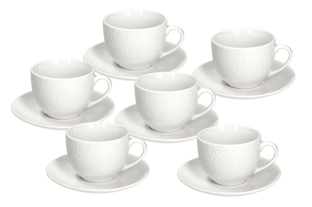 SKODELICA ZA ČAJ S KROŽNIČKOM         - bela, Basics, keramika - Tognana