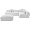 ECKSOFA inkl. Hocker in Flachgewebe, Teddystoff Weiss  - Weiss, Trend, Textil (300/215cm) - Livetastic