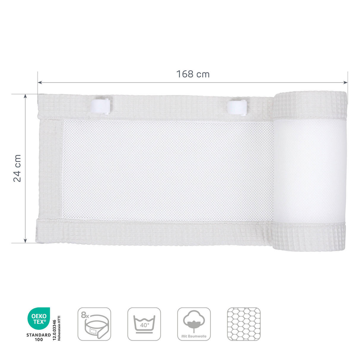 NESTCHEN babybay Nestchen 3D Mesh  - Grauweiß, Basics, Naturmaterialien (168/24/2cm) - Tobi