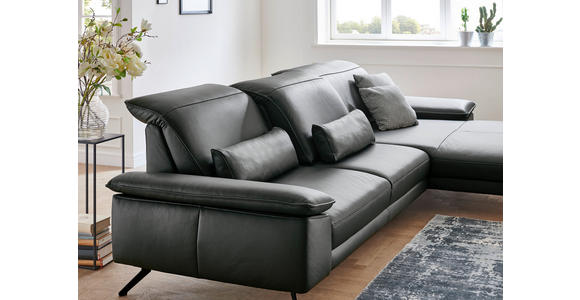 ECKSOFA in Echtleder Hellbraun  - Hellbraun/Schwarz, Design, Leder/Metall (193/328cm) - Dieter Knoll