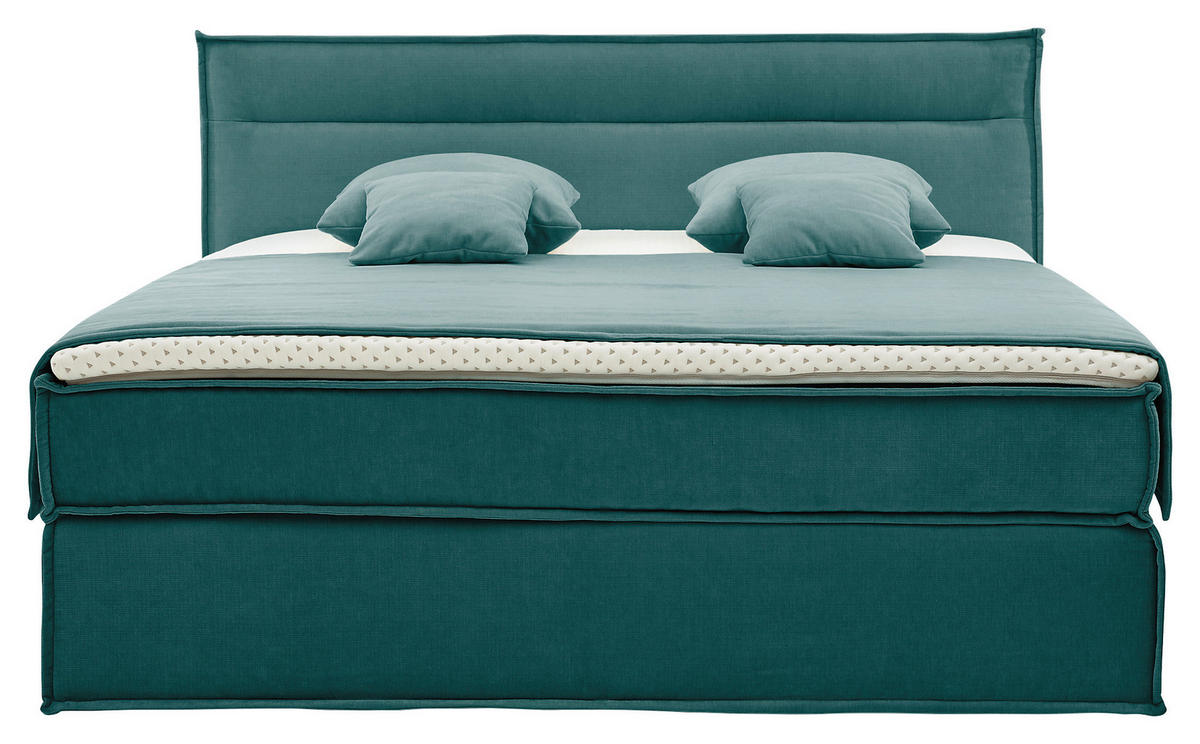 BOXSPRINGBETT 180/200 cm  in Petrol  - Petrol/Schwarz, Design, Textil (180/200cm) - Musterring