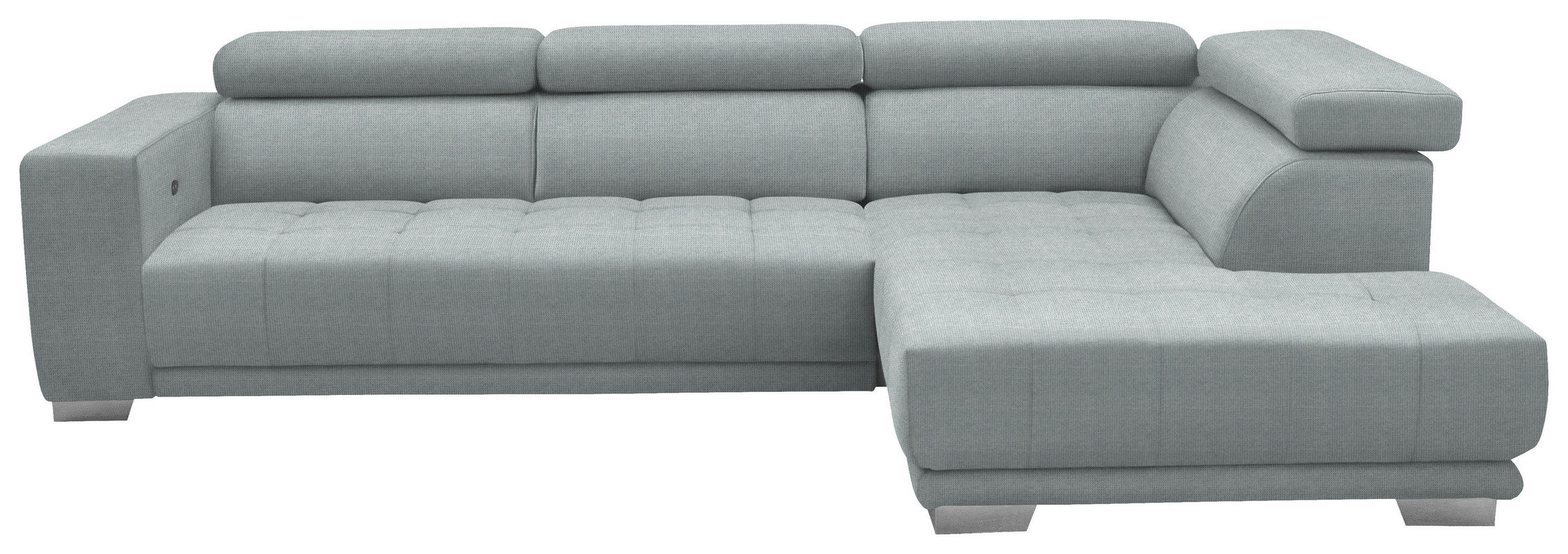 ECKSOFA in Mikrofaser Platinfarben  - Platinfarben/Chromfarben, Design, Textil/Metall (301/207cm) - Xora