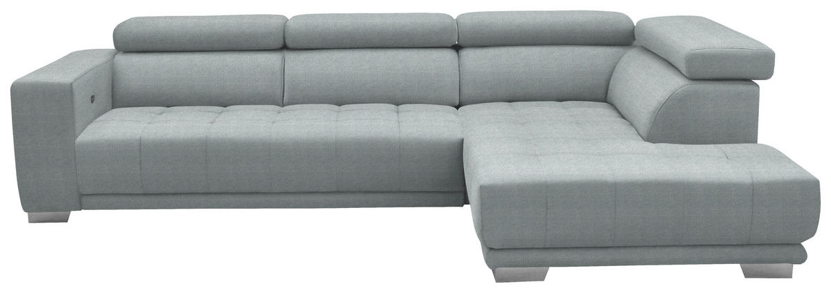 ECKSOFA in Mikrofaser Platinfarben  - Platinfarben/Chromfarben, Design, Textil/Metall (301/207cm) - Xora