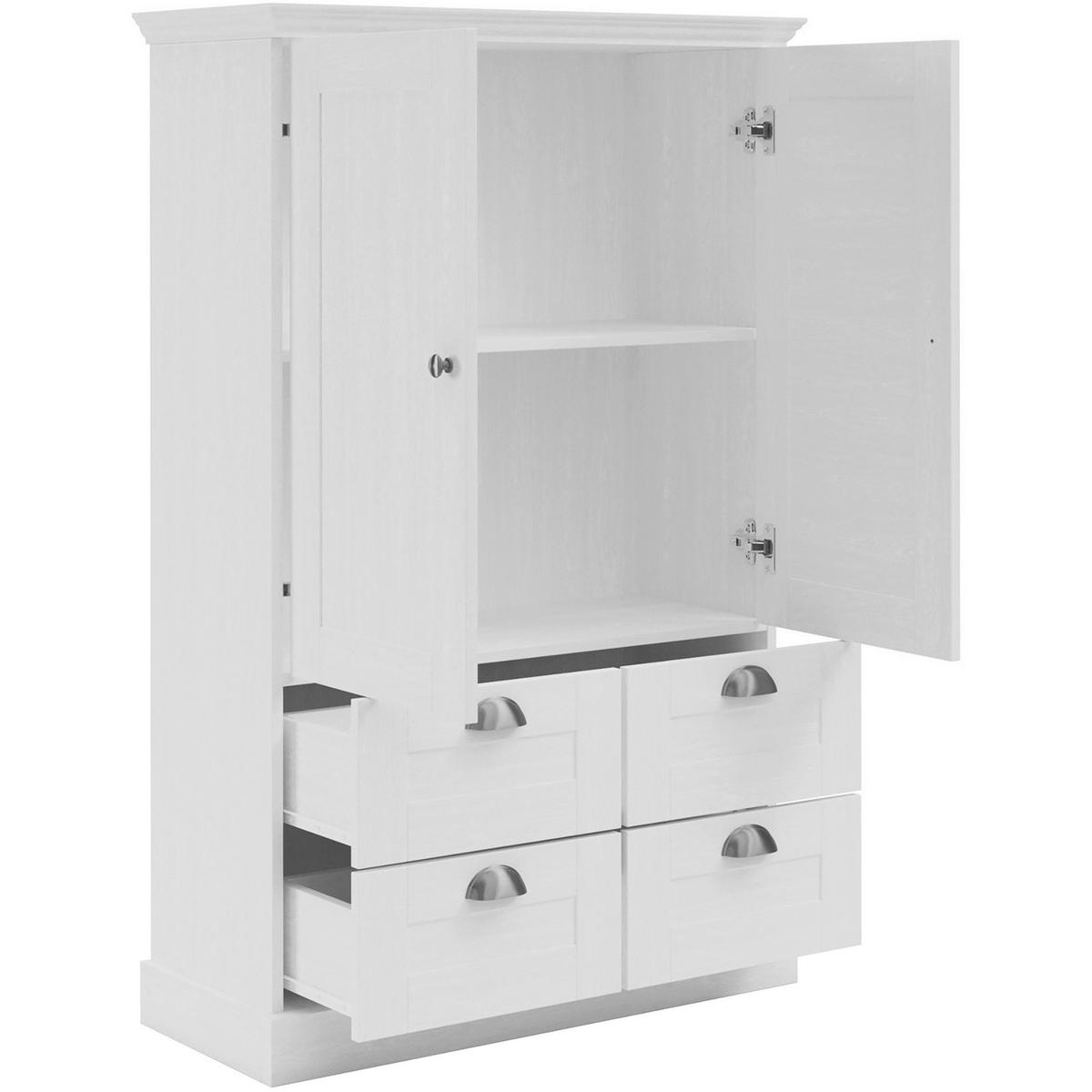 GARDEROBENSCHRANK MURCIA  in 83/130/35 cm  - Silberfarben/Weiß, Design, Holzwerkstoff/Metall (83/130/35cm) - Livetastic