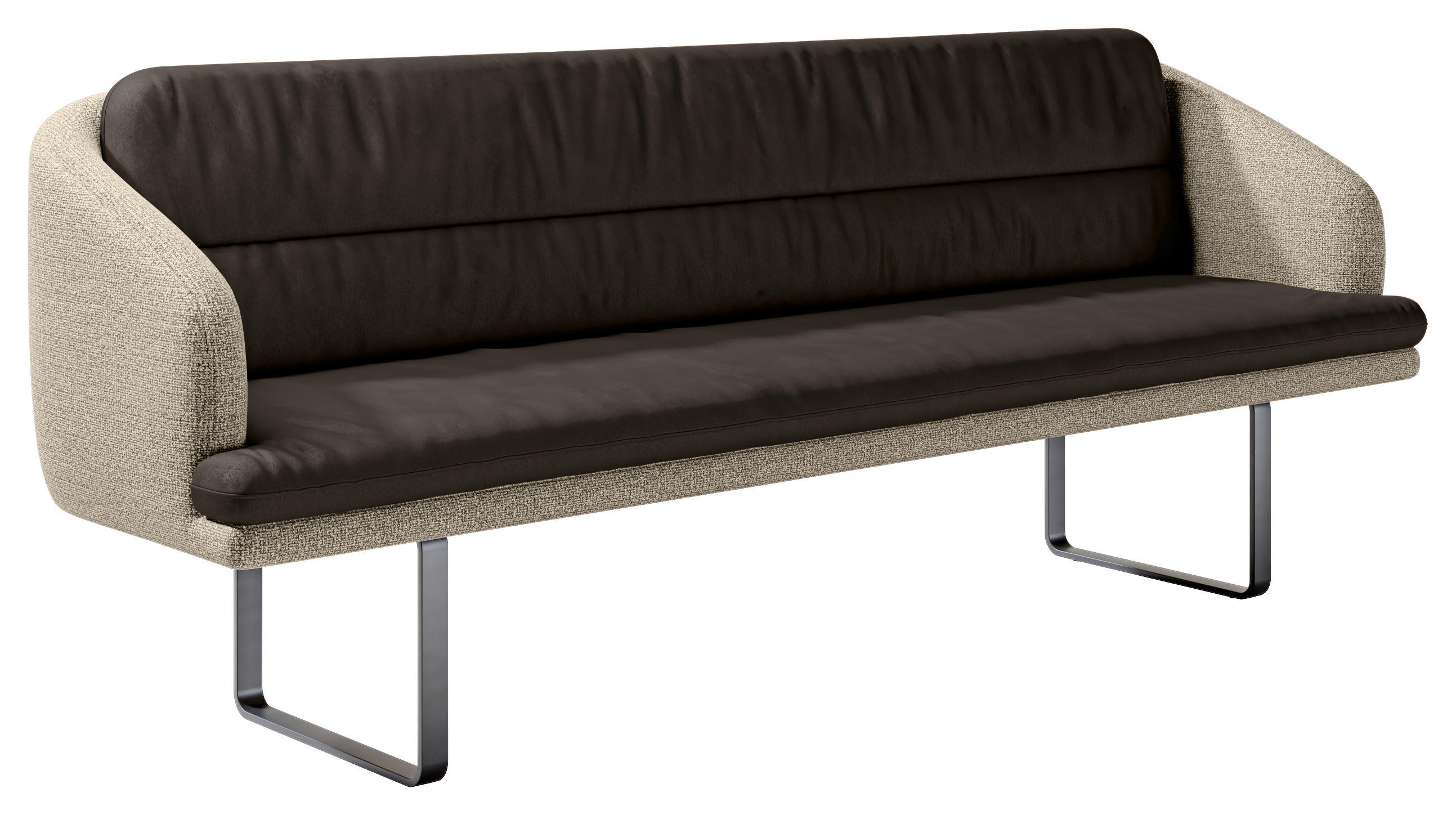 SITZBANK in Textil Graphitfarben, Sandfarben  - Sandfarben/Schwarz, Design, Textil/Metall (255/89/68cm) - Dieter Knoll