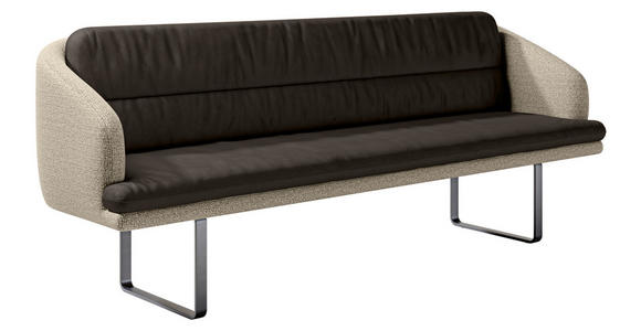 SITZBANK 255/89/68 cm Velours, Flachgewebe Graphitfarben, Sandfarben Metall  - Sandfarben/Schwarz, Design, Textil/Metall (255/89/68cm) - Dieter Knoll