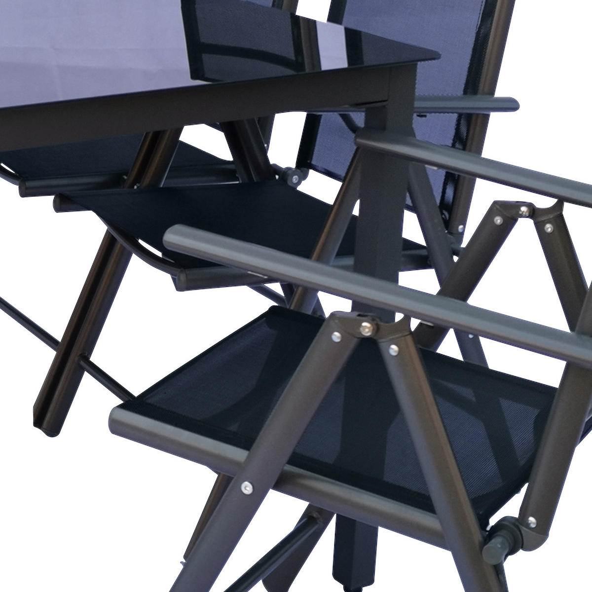GARTENGARNITUR 7-teilig Aluminium  - Schwarz, Basics, Metall (140/73/80cm) - MID.YOU