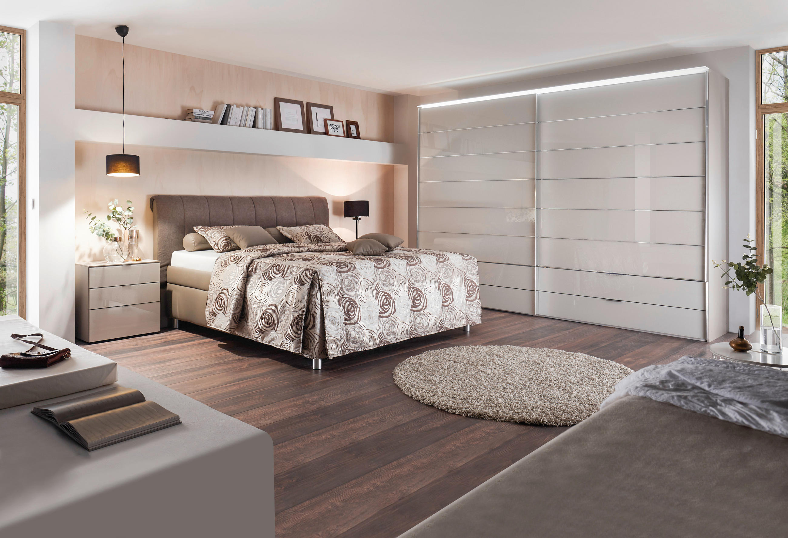 POLSTERBETT Matratze, gepolstertes Kopfteil, Lattenrost, Bettkasten Cappuccino 160/200 cm  - Birkefarben/Silberfarben, KONVENTIONELL, Holz/Textil (160/200cm) - Esposa