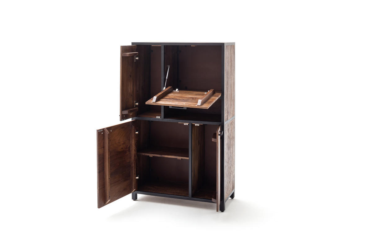 HIGHBOARD  in 88/145/40 cm  - Walnussfarben/Schwarz, LIFESTYLE, Holz/Metall (88/145/40cm) - Livetastic