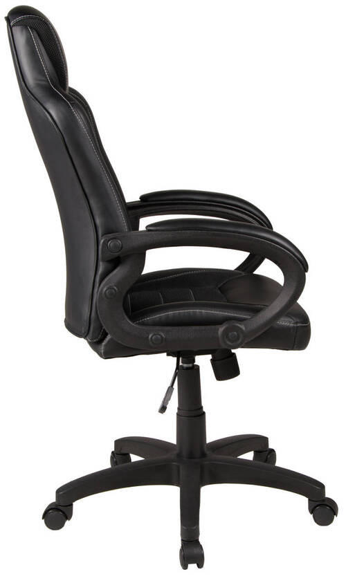CHEFSESSEL Lederlook, Netz Schwarz  - Schwarz/Weiß, KONVENTIONELL, Textil (61/109-121/61cm) - Boxxx