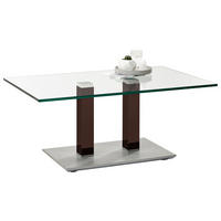 COUCHTISCH Metall, Glas 110/70/46-65 cm  - Edelstahlfarben/Braun, Design, Glas/Kunststoff (110/70/46-65cm)