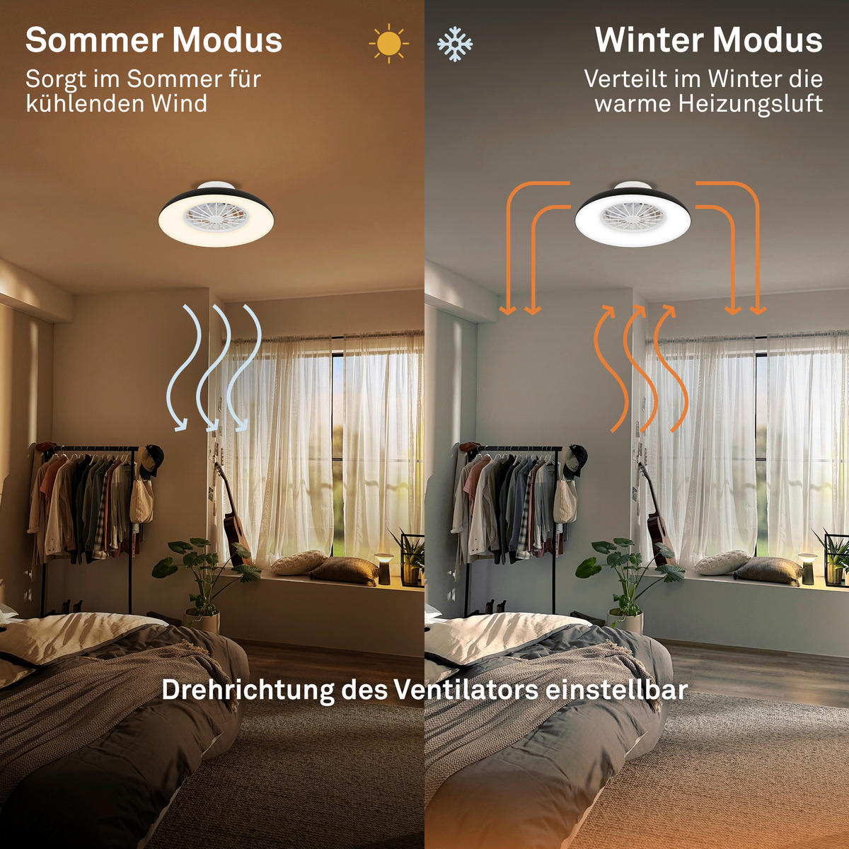 DECKENVENTILATOR 48,5/16 cm  - Schwarz/Weiß, Design, Kunststoff (48,5/16cm)