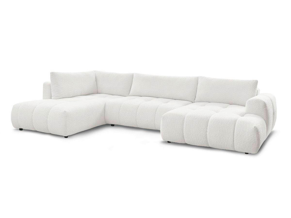 WOHNLANDSCHAFT  FUJI  Weiß Bouclé  - Schwarz/Weiß, MODERN, Kunststoff/Textil (204/377/160cm)