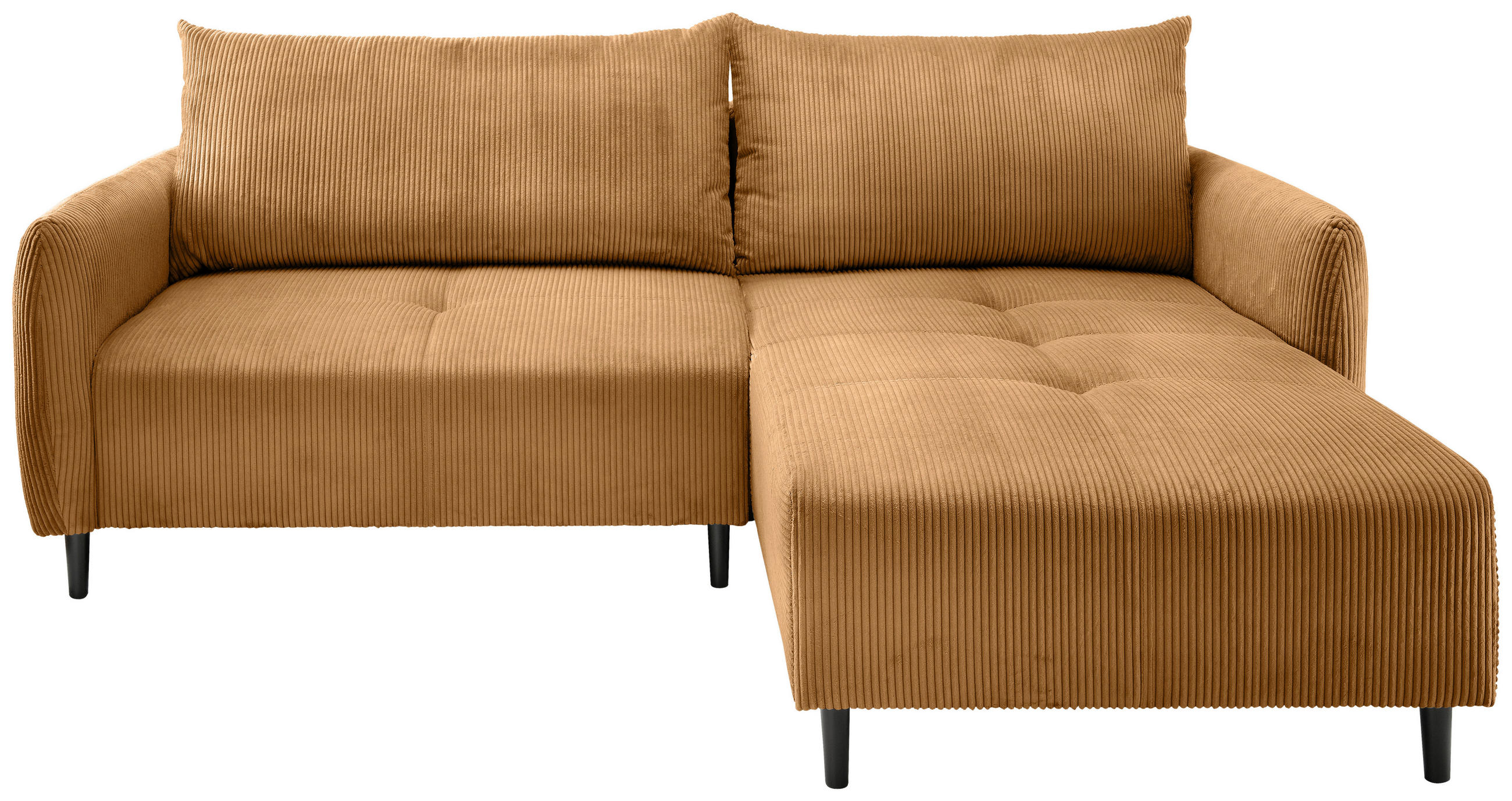 ECKSOFA in Cord Goldfarben - Goldfarben/Schwarz, Basics, Holz/Textil (238/174cm) - Livetastic