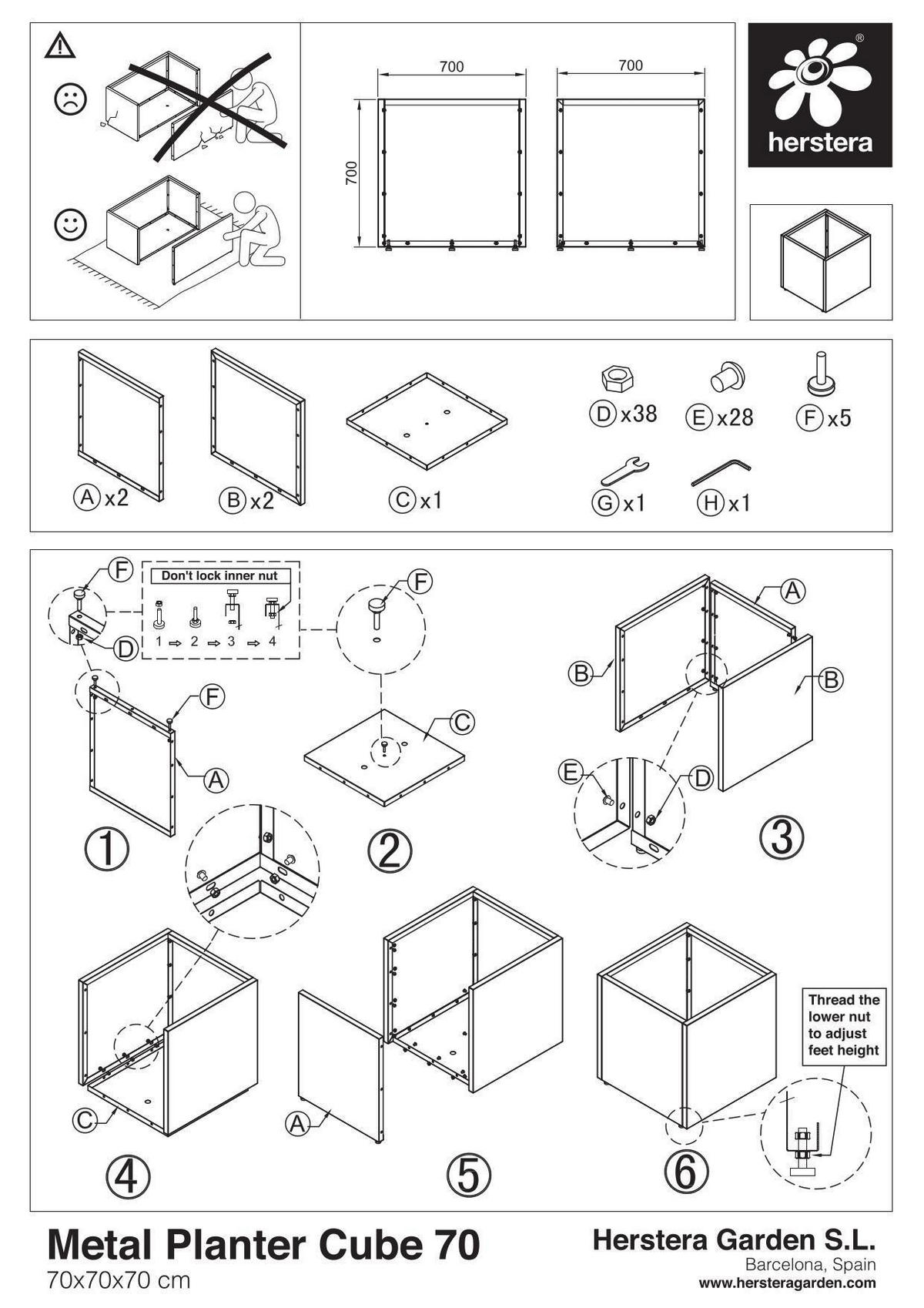 PFLANZENTOPF  - Anthrazit, Basics, Metall (70/70/70cm)